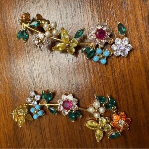 Kate Spade Gold Floral Brooch Set with Multicolor Accents